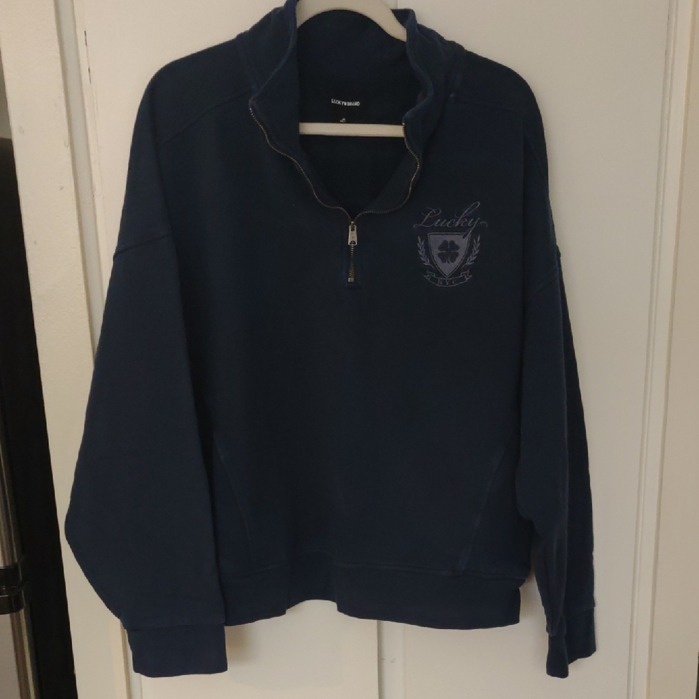 Lucky Brand Men's Dark Blue Zip-Up Sweater